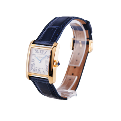 Cartier Tank Francaise Damenuhr
in 750 Gelbgold mit Quarzwerk.&nbsp;
Zifferblatt weiß-römisch.