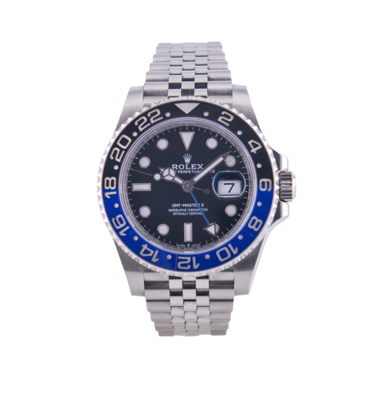 Rolex Oyster Perpetual GMT-Master 2 "Batman" Armbanduhr
in Edelstahl mit Automatikwerk.
Keramik Lünette blau-schwarz.