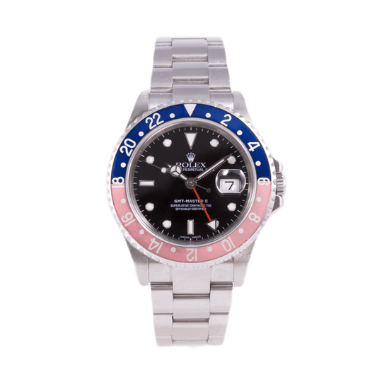 Rolex GMT-Master II Pepsi in Edelstahl mit Automatikwerk.