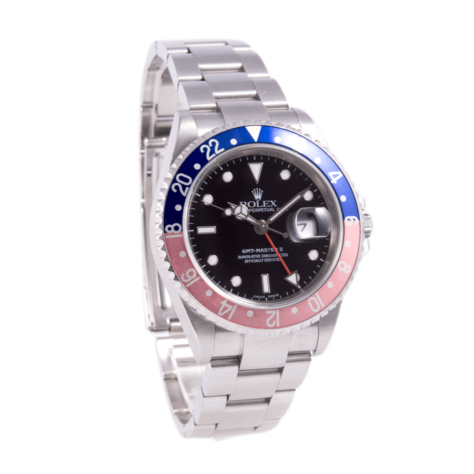 Rolex GMT-Master II Pepsi in Edelstahl mit Automatikwerk.