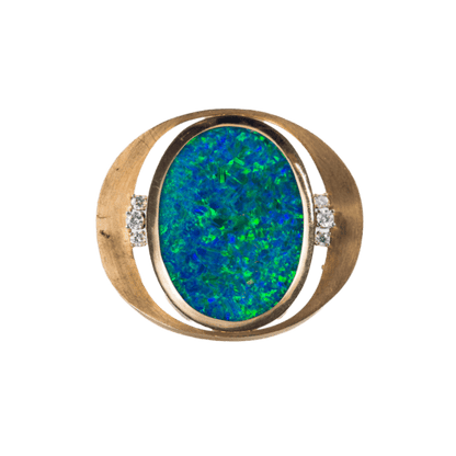 Brosche mit Opal-Dublette und Diamanten
