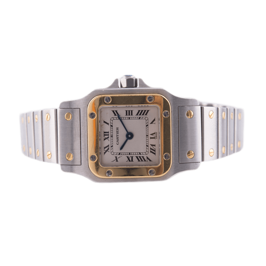 Cartier Santos Galbée Armbanduhr<br>in Edelstahl und Gold mit Quarzwerk.