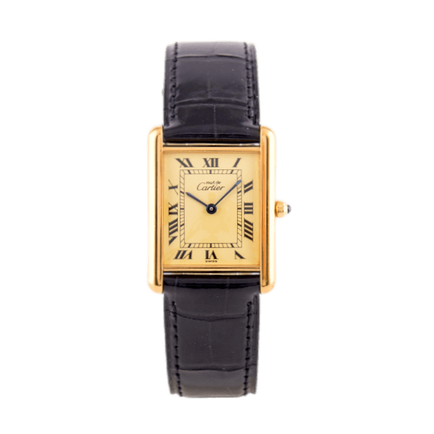 Cartier Tank Vermeil Armbanduhr mit Quarzwerk.