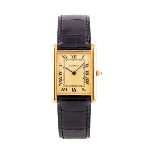 Cartier Tank Vermeil Armbanduhr mit Quarzwerk.