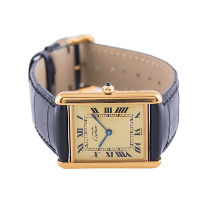 Cartier Tank Vermeil Armbanduhr mit Quarzwerk.