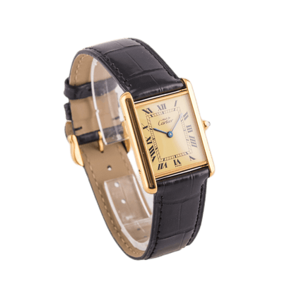 Cartier Tank Vermeil Armbanduhr mit Quarzwerk.