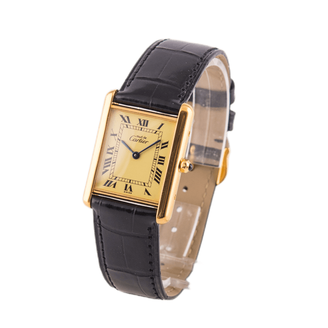 Cartier Tank Vermeil Armbanduhr mit Quarzwerk.