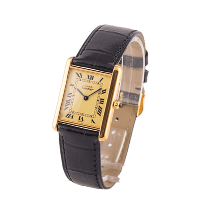 Cartier Tank Vermeil Armbanduhr mit Quarzwerk.