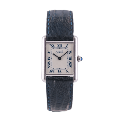 Cartier Tank Armbanduhr in 925 Silber mit Quarzwerk.