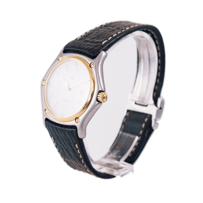 Ebel 1911 Armbanduhr in Edelstahl mit Lünette in Gold und Automatikwerk.