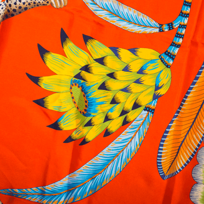 Hermès Seidentuch Carré Géant 140 "The Savana Dance" orange, vermillon