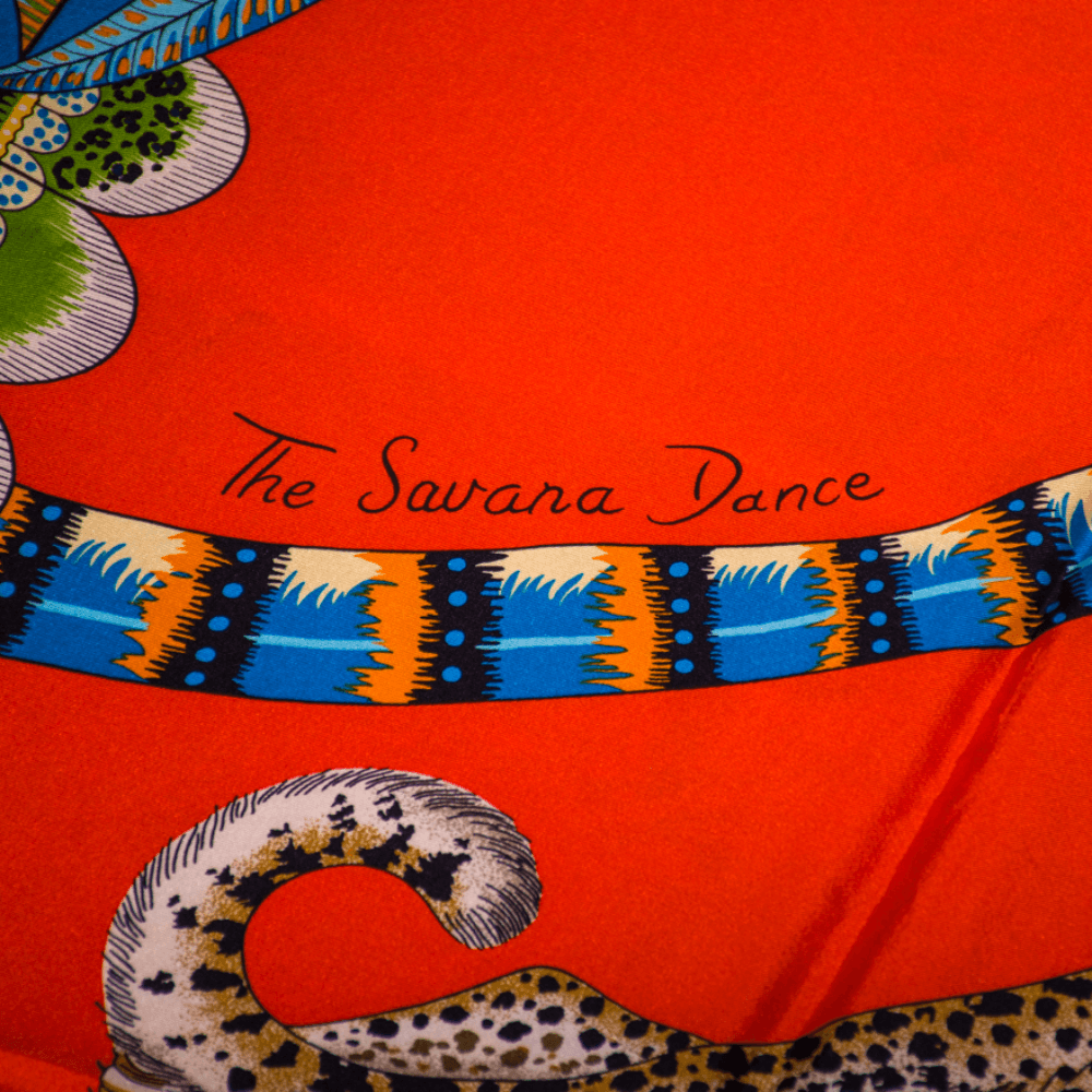 Hermès Seidentuch Carré Géant 140 "The Savana Dance" orange, vermillon