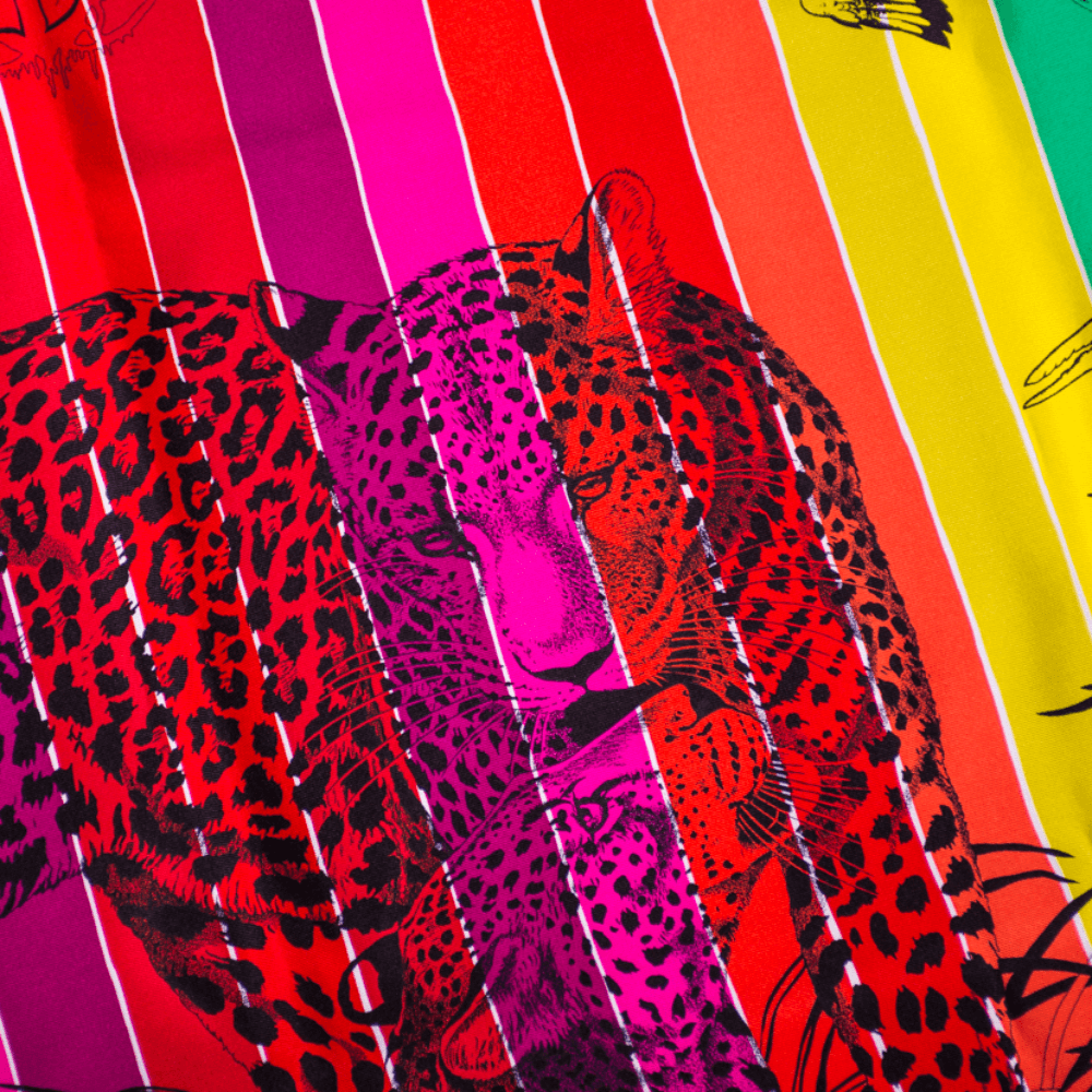 Hermès Seidentuch 90 Carré "Jungle Love Rainbow" multicolor