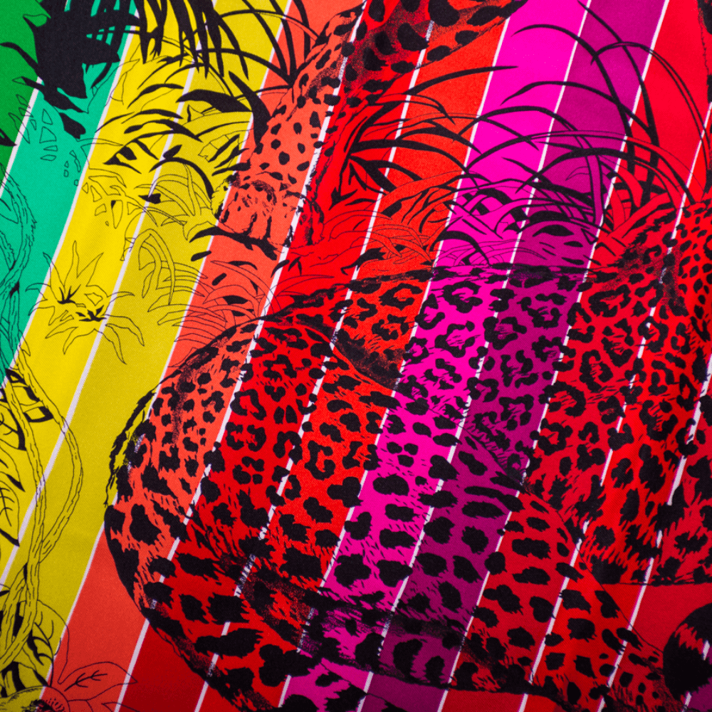 Hermès Seidentuch 90 Carré "Jungle Love Rainbow" multicolor