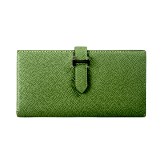 Hermès Portefeuille Béarn Soufflet Verso aus Epsom Kalbsleder in der Farbe Vert Criquet