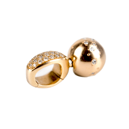 Jörg Heinz Set aus Öse und Kugel in 750 Gelbgold mit 36 Brillanten