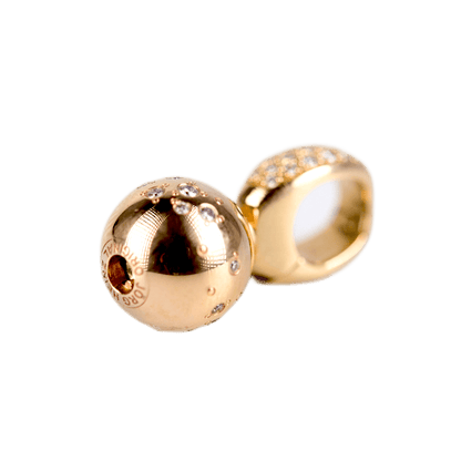 Jörg Heinz Set aus Öse und Kugel in 750 Gelbgold mit 36 Brillanten