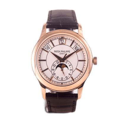 Patek Philippe Complications Jahreskalender Armbanduhr mit Mondphase in 750 Rosegold mit Automatikwerk.
