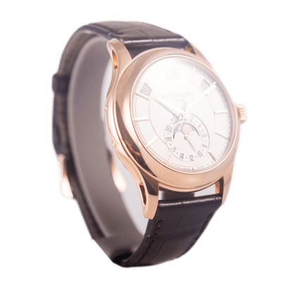 Patek Philippe Complications Jahreskalender Armbanduhr mit Mondphase in 750 Rosegold mit Automatikwerk.
