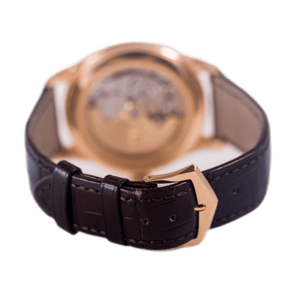 Patek Philippe Complications Jahreskalender Armbanduhr mit Mondphase in 750 Rosegold mit Automatikwerk.