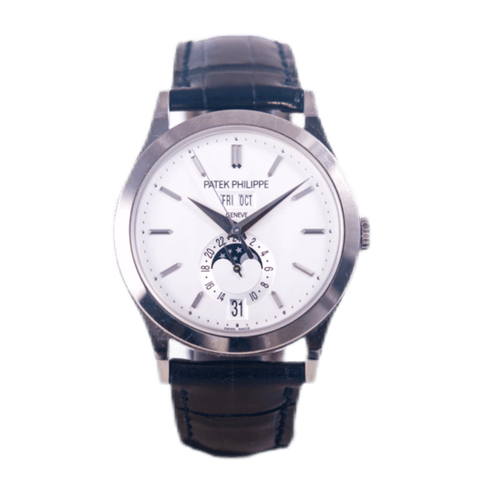 Patek Philippe Calatrava Armbanduhr Jahreskalender mit Mondphase in 750 Weißgold