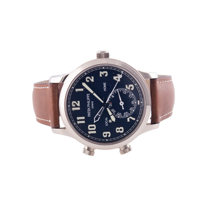 Patek Philippe Pilot Travel Time Armbanduhr
in 750 Weißgold mit Automatikwerk