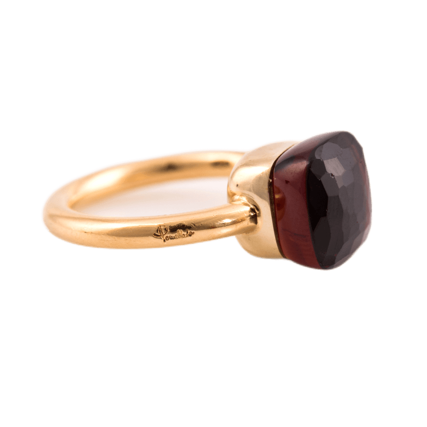 Pomellato Nudo Ring in 750 Gelbgold mit facettiertem Granat
