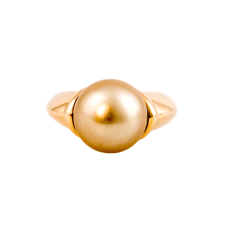 Ring in 750 Gelbgold mit einer Südseeperle in der Farbe Gold