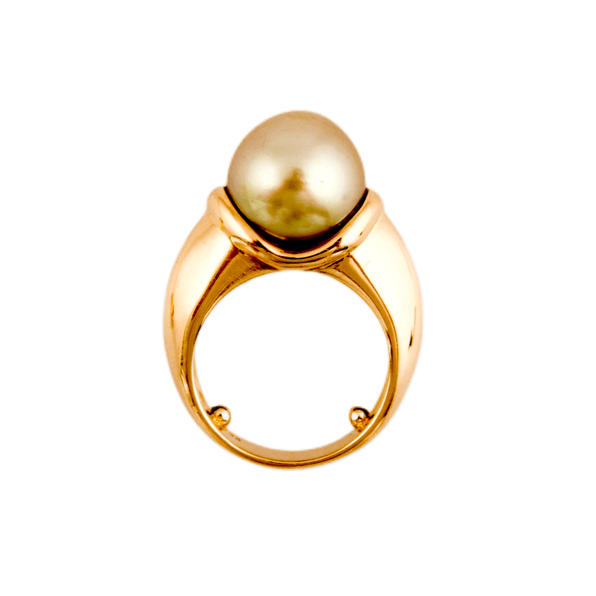 Ring in 750 Gelbgold mit einer Südseeperle in der Farbe Gold
