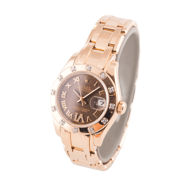 Rolex Oyster Perpetual Lady Datejust Pearlmaster Damenuhr
in 750 Roségold mit Automatikwerk