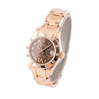 Rolex Oyster Perpetual Lady Datejust Pearlmaster Damenuhr
in 750 Roségold mit Automatikwerk