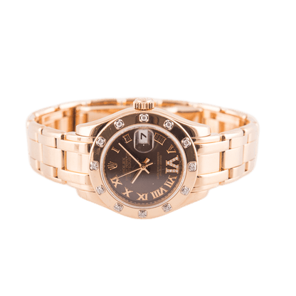 Rolex Oyster Perpetual Lady Datejust Pearlmaster Damenuhr
in 750 Roségold mit Automatikwerk