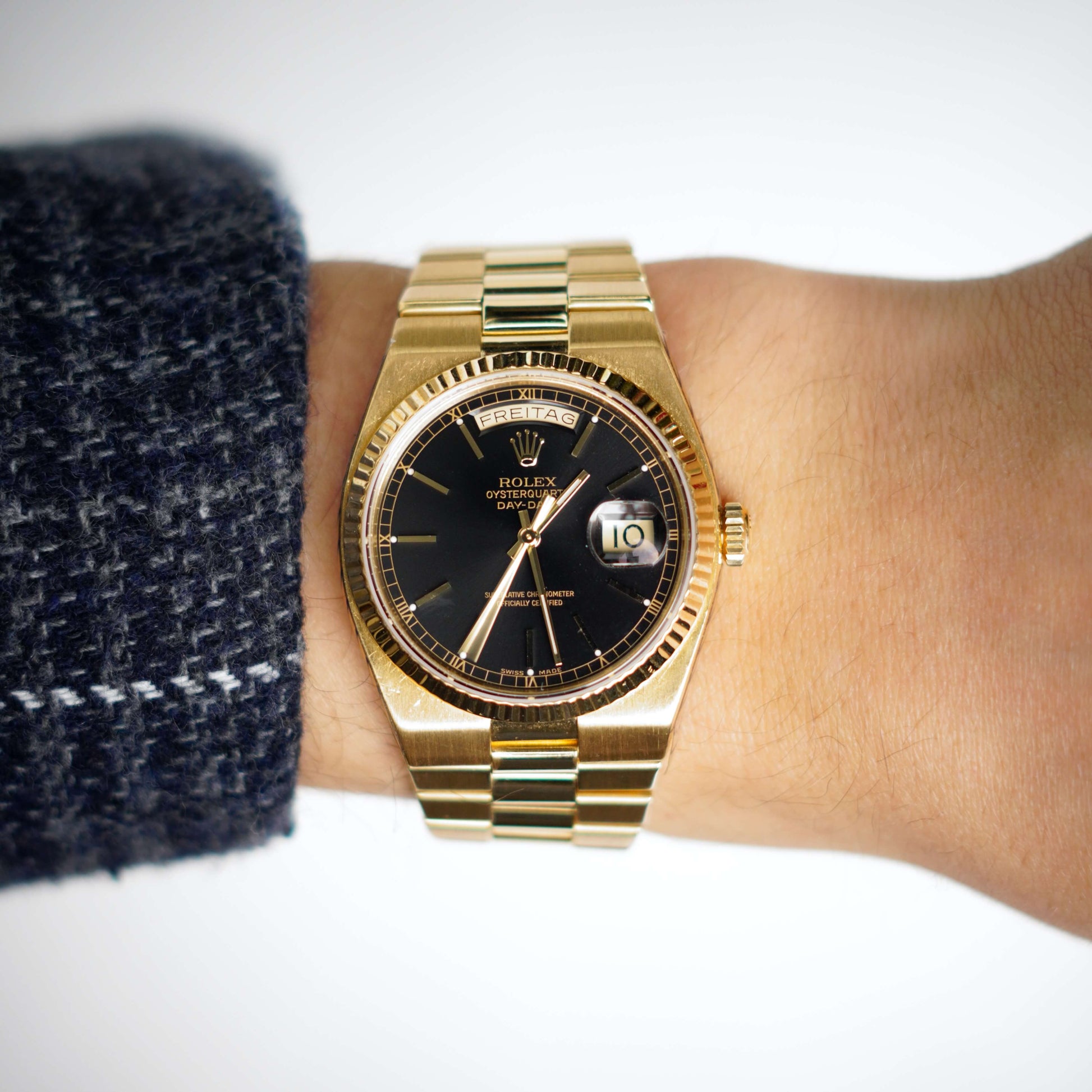 Rolex Oysterquartz Day-Date Armbanduhr in 750 Gelbgold mit Quarzwerk