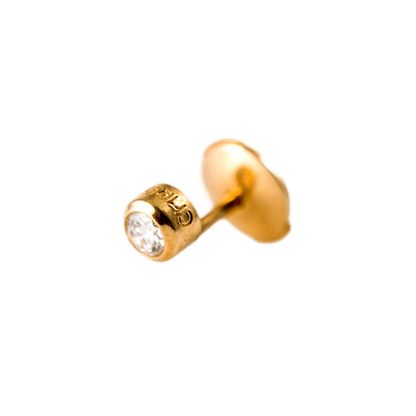 Stick-Pin / Reversnadel in 750 Gelbgold, Brillant ca. 0,10ct TW/SI.