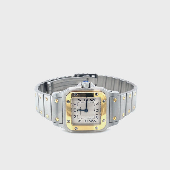 Cartier Santos Galbée Armbanduhr<br>in Edelstahl und Gold mit Quarzwerk.