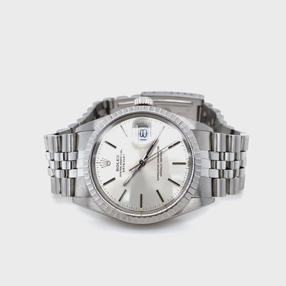 Rolex Vintage Datejust 36 in Edelstahl mit Automatikwerk. Zifferblatt silber-index