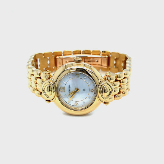 Bucherer Paradiso Armbanduhr in 750 Gold mit Quarzwerk.