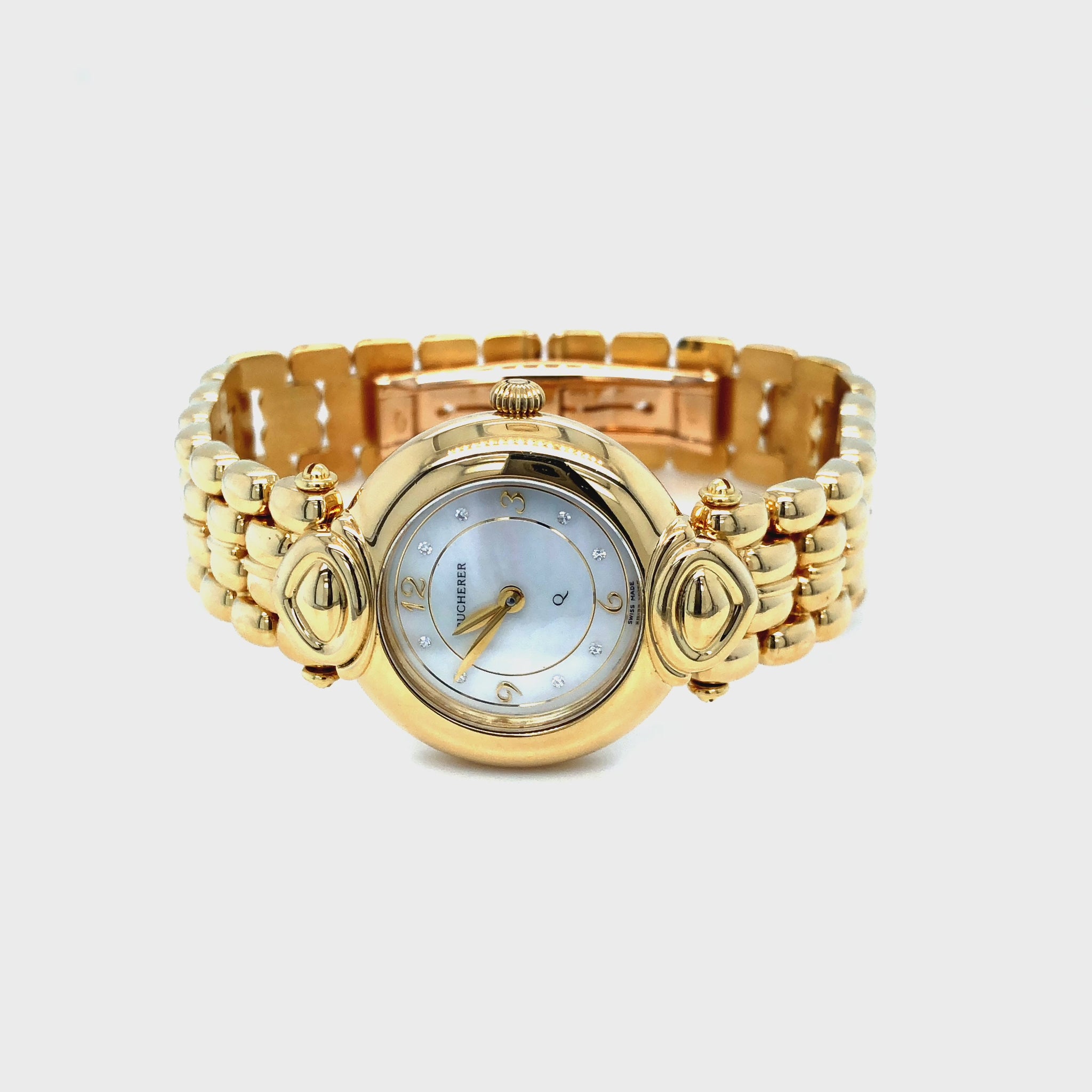 Bucherer Paradiso Armbanduhr in 750 Gold mit Quarzwerk.