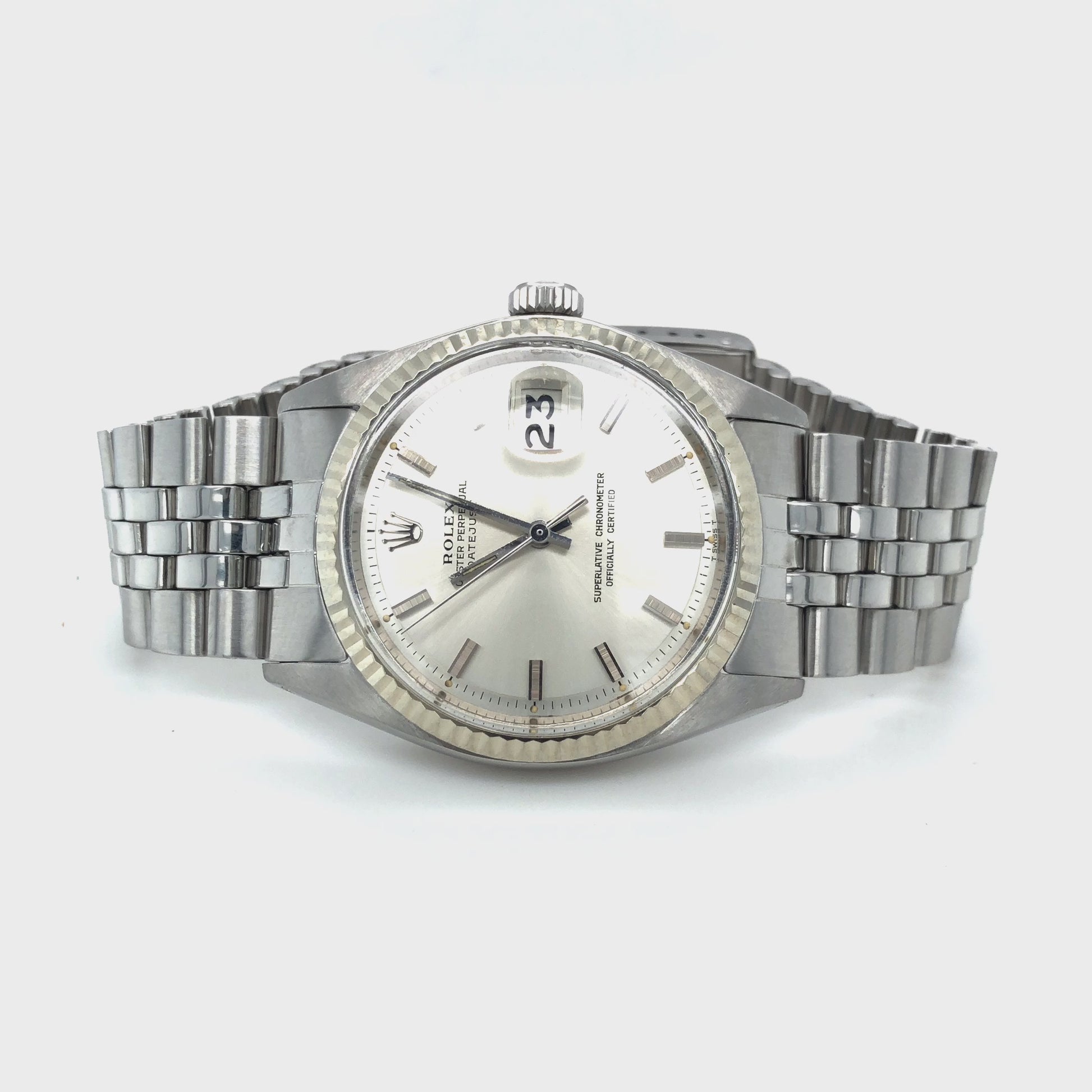 Rolex Vintage Datejust 36 in Edelstahl mit Weißgold-Lünette