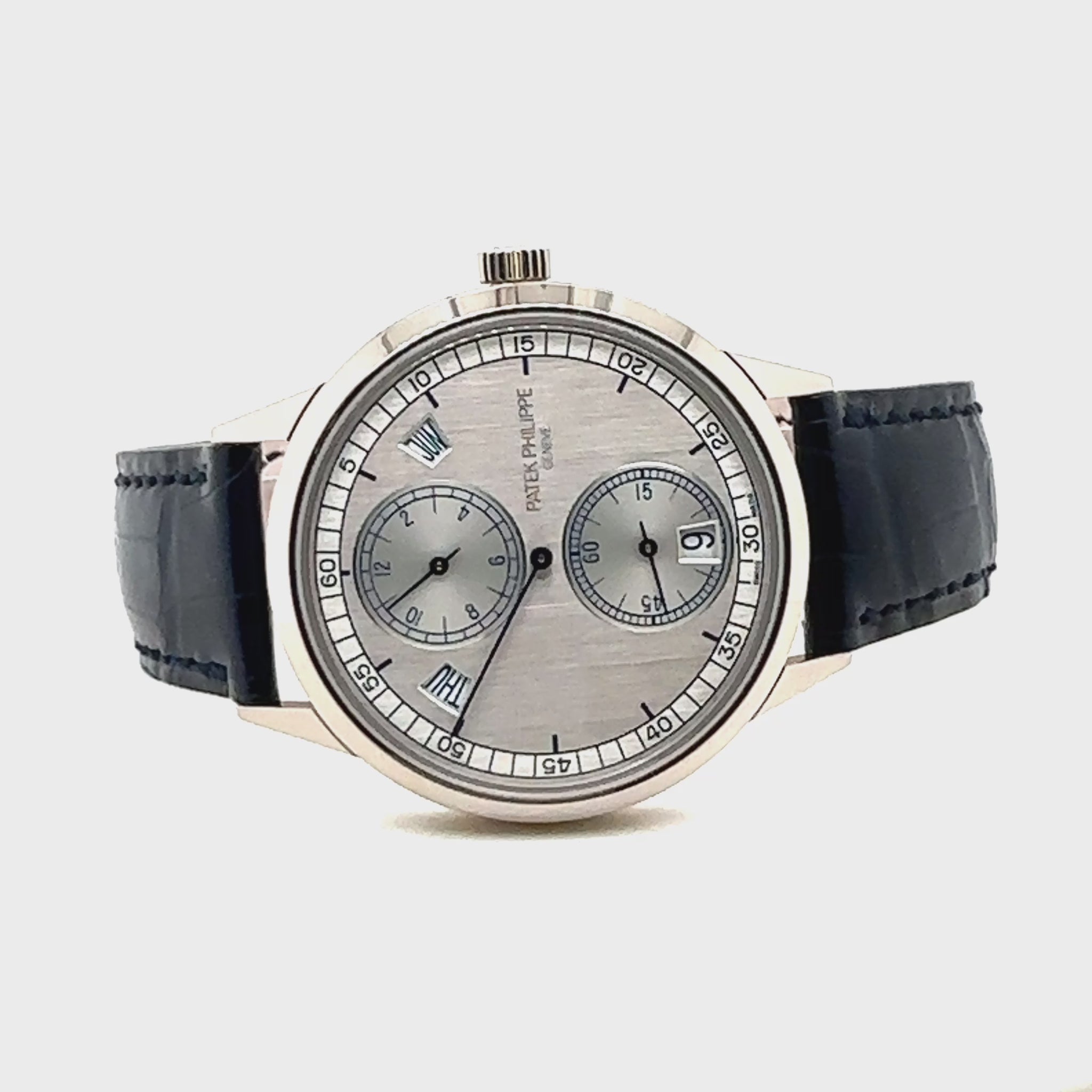 Patek Philippe Complications Jahreskalender Regulateur Armbanduhr
in 750 Weißgold mit Automatikwerk
