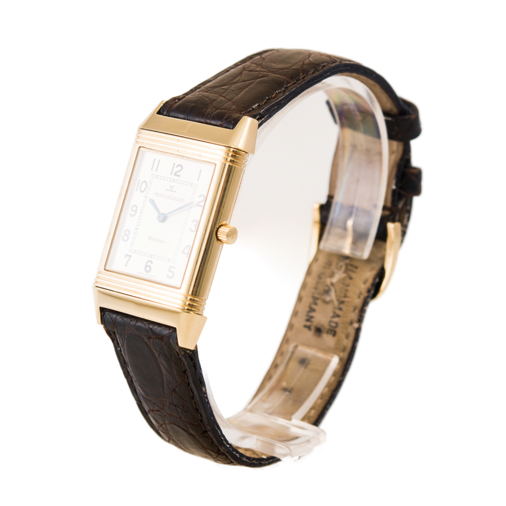 Jaeger LeCoultre Reverso Classique Armbanduhr in 750 Gold mit Handaufzugwerk.