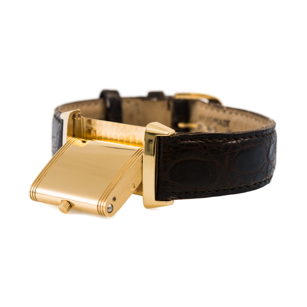 Jaeger LeCoultre Reverso Classique Armbanduhr in 750 Gold mit Handaufzugwerk.